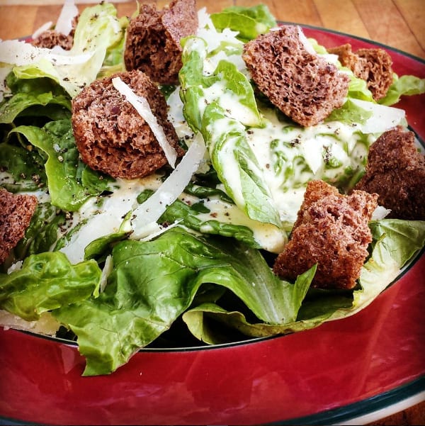 Croutonz on healthy Caesar salad